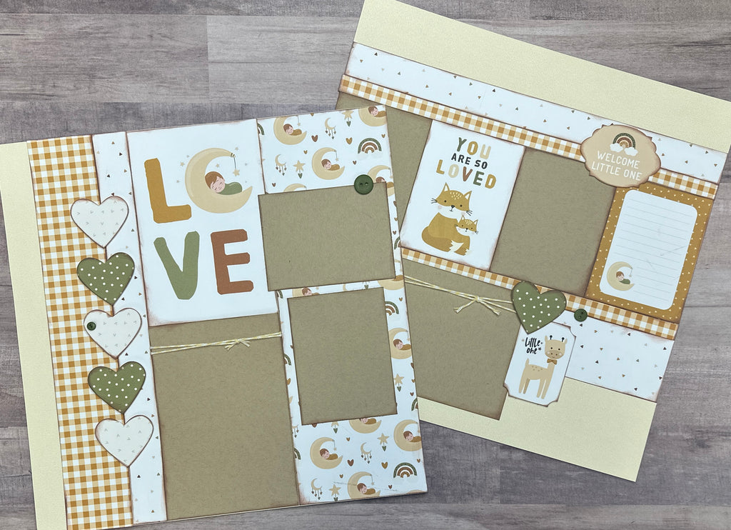 You Are So Loved Little One, Baby Themed 2 page Scrapbooking Layout Kit, baby craft kit, baby diy craft