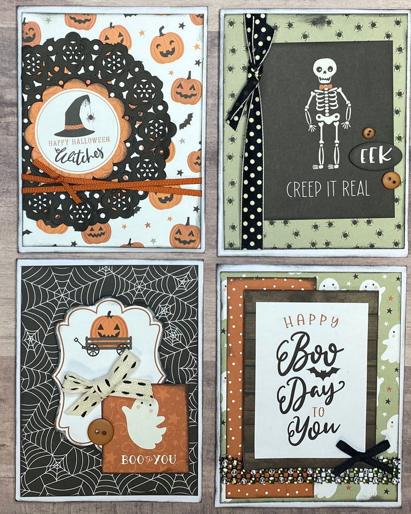 Happy Halloween Witches,  Halloween - 4 pack DIY Card Kit Halloween Card Craft DIY, Simple Stories FaBOOlous
