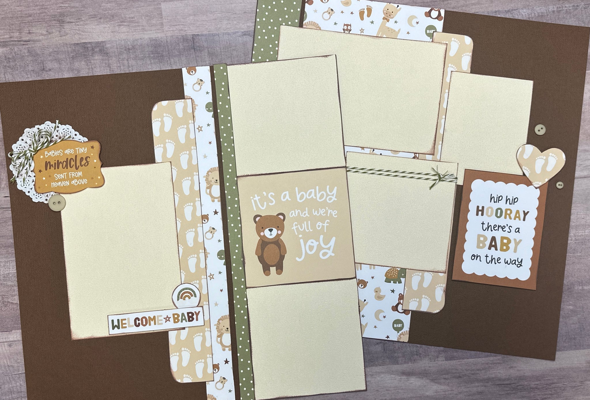 Hip Hip Hooray There's A Baby On The Way, Baby Themed 2 page Scrapbook ...