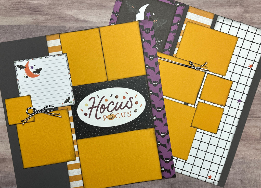 Hocus Pocus - Gone Batty, Halloween Themed 2 Page Scrapbooking Layout Kit, Halloween diy craft kit
