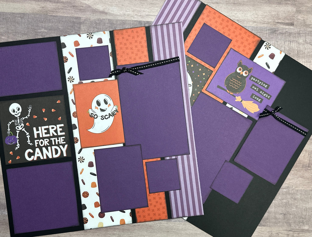 Here For The Candy - So Scary, Halloween Themed 2 Page Scrapbooking Layout Kit, Halloween diy craft kit