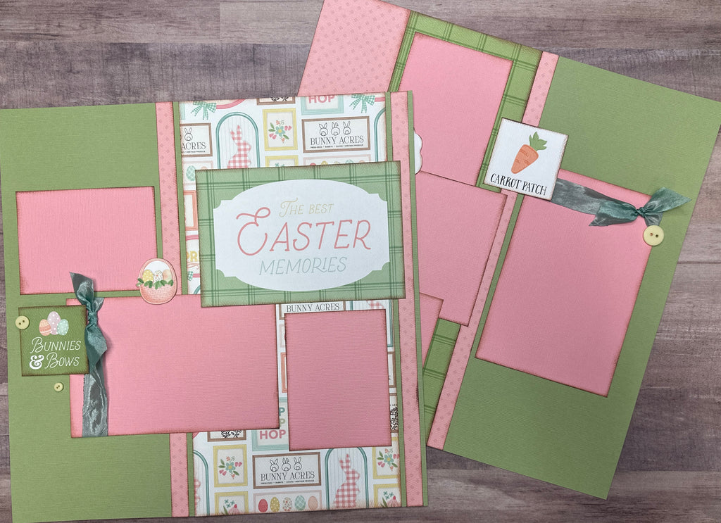 The Best Easter Memories, Easter/Spring themed 2 Page Scrapbooking Layout Kit , DIY Easter Scrapbooking Craft Kit