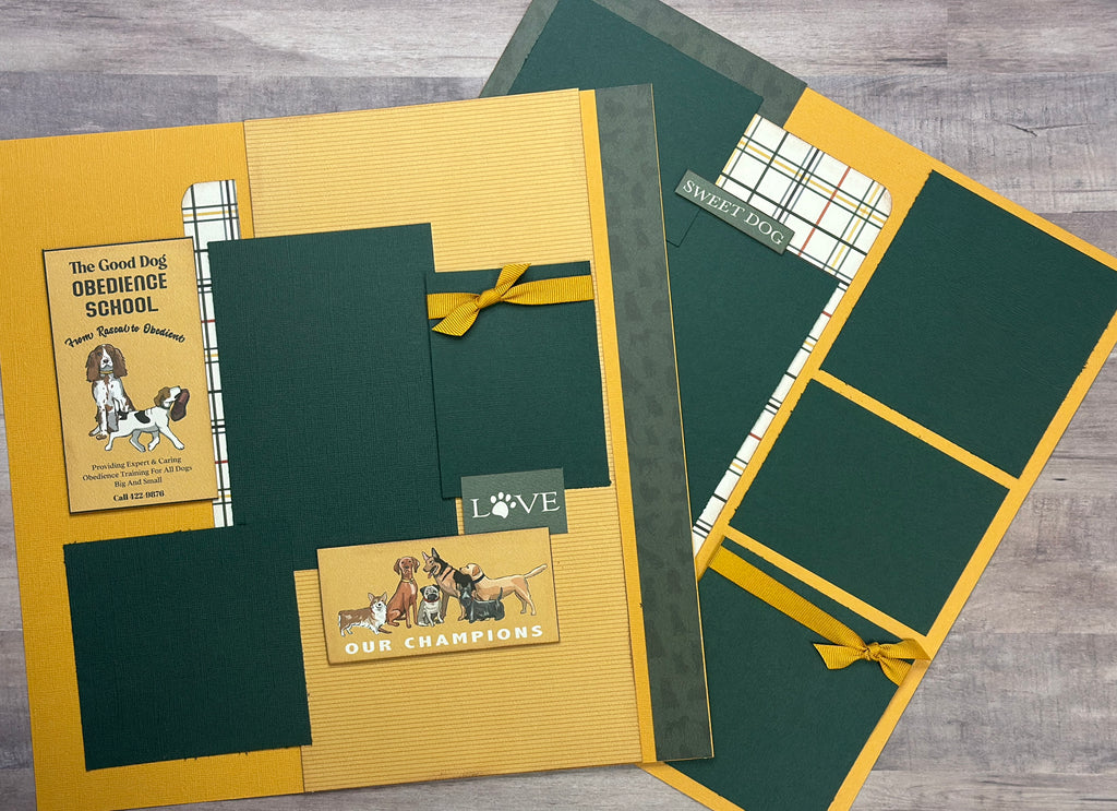 The Good Dog, Obedience School, Dog Themed DIY Scrapbooking 2 Page Scrapbooking Layout Kit, Dog diy craft