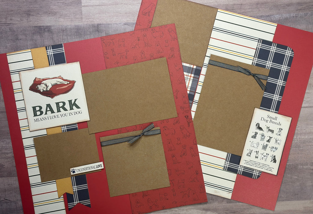 Bark Means I Love You, Dog Themed DIY Scrapbooking 2 Page Scrapbooking Layout Kit, Dog diy craft