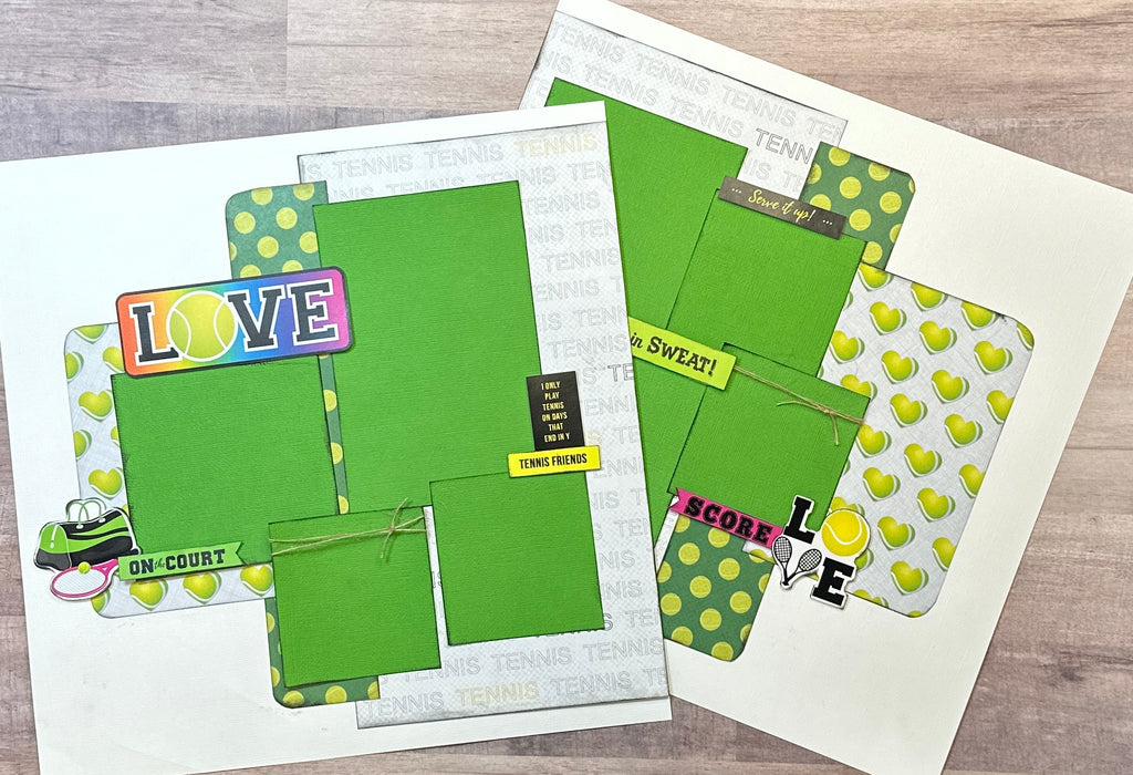 Tennis - I Only Play Tennis On Days That End In Y, Tennis themed  2 Page Scrapbooking Layout Kit, DIY tennis craft kit