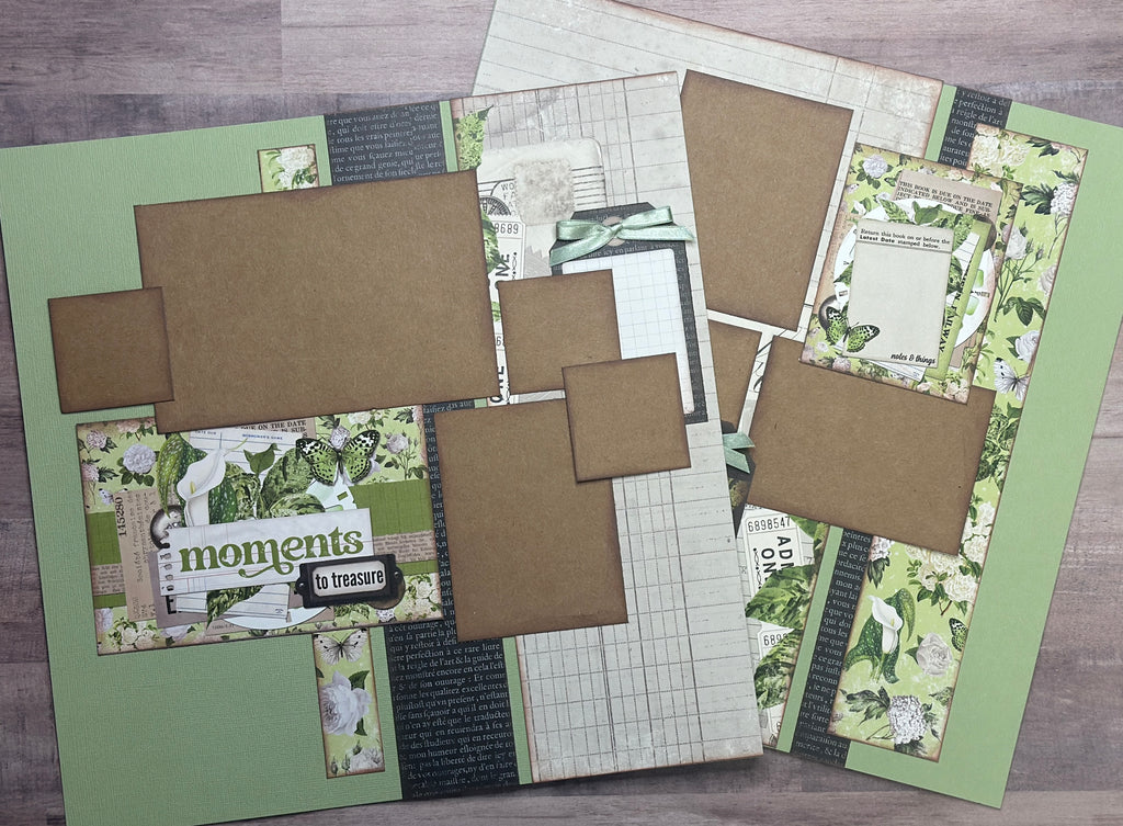 Moments To Treasure Vintage, General / Family Themed 2 Page Scrapbooking Layout Kit, general diy scrapbook kit, Simple Vintage Junk Drawer
