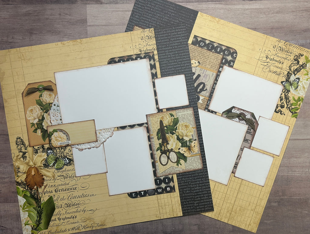 Hello Today Vintage, General / Family Themed 2 Page Scrapbooking Layout Kit, general diy scrapbook kit, Simple Vintage Junk Drawer