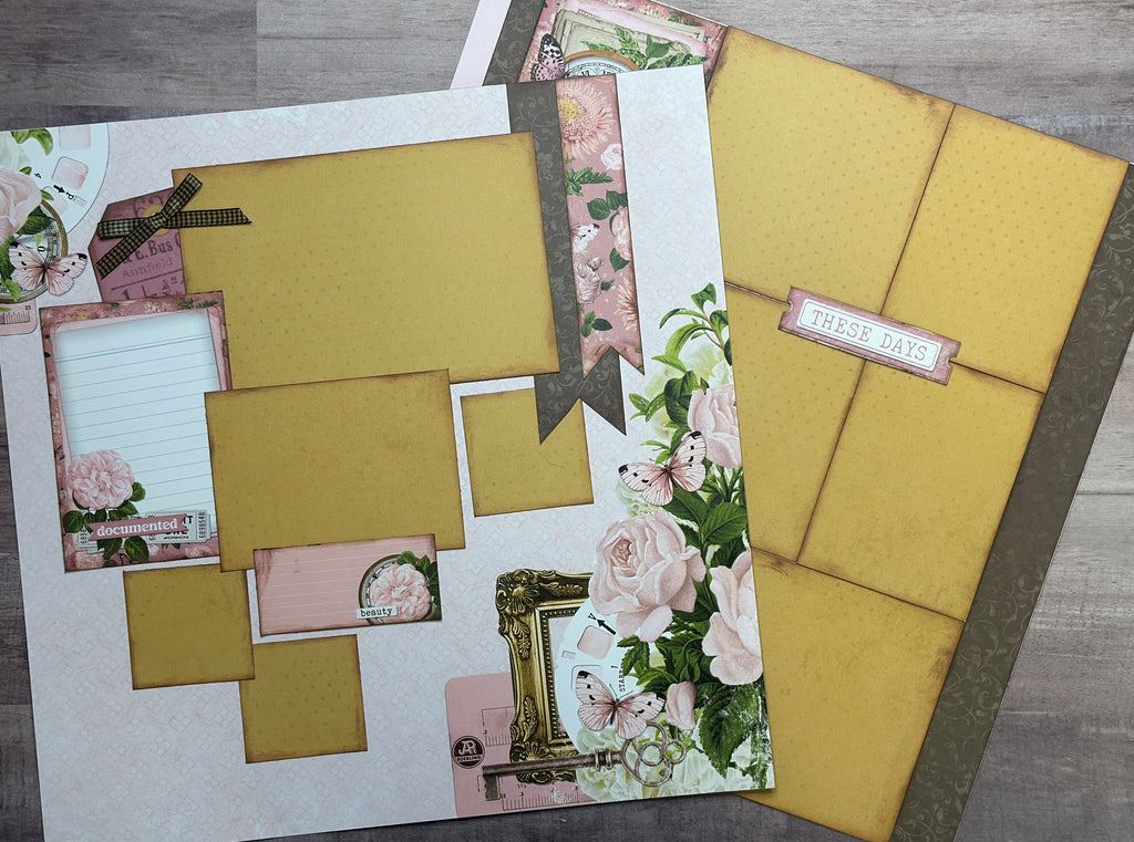 Time Well Spent Vintage, General / Family Themed 2 Page Scrapbooking Layout Kit, general diy scrapbook kit, Simple Vintage Junk Drawer