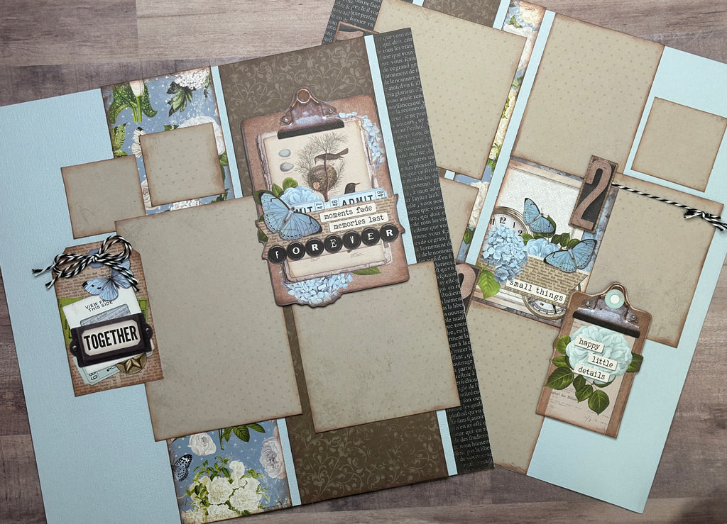 Moments Fade - Memories Last Forever Vintage, General / Family Themed 2 Page Scrapbooking Layout Kit, general diy scrapbook kit, Simple Vintage Junk Drawer