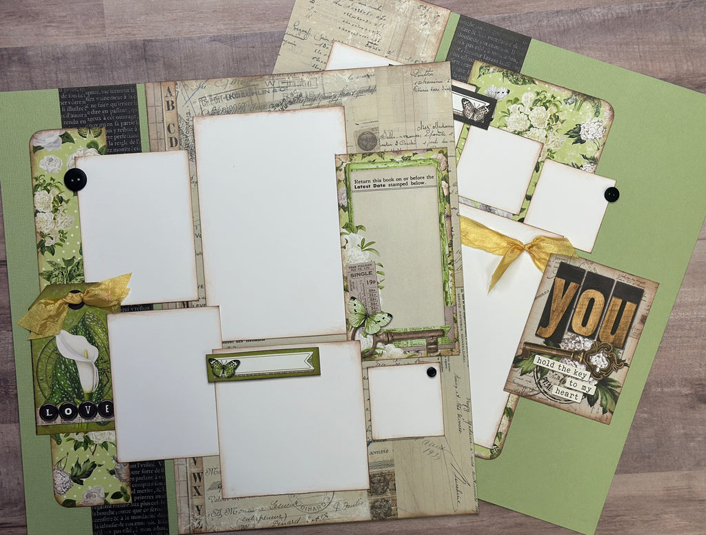 You Hold The Key To My Heart Vintage, General / Family Themed 2 Page Scrapbooking Layout Kit, general diy scrapbook kit, Simple Vintage Junk Drawer