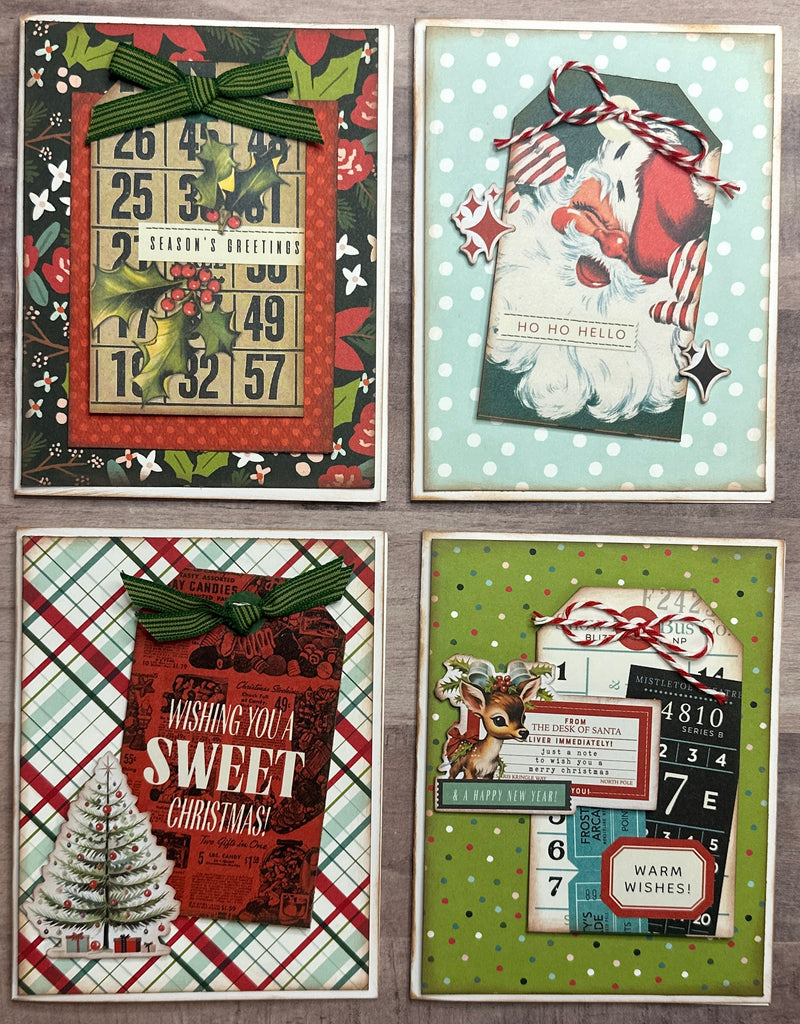 Wishing You A Sweet Christmas, Christmas/Winter themed Card Kit- 4 pack DIY Holiday Card Making Kit, Diy Simple Stories