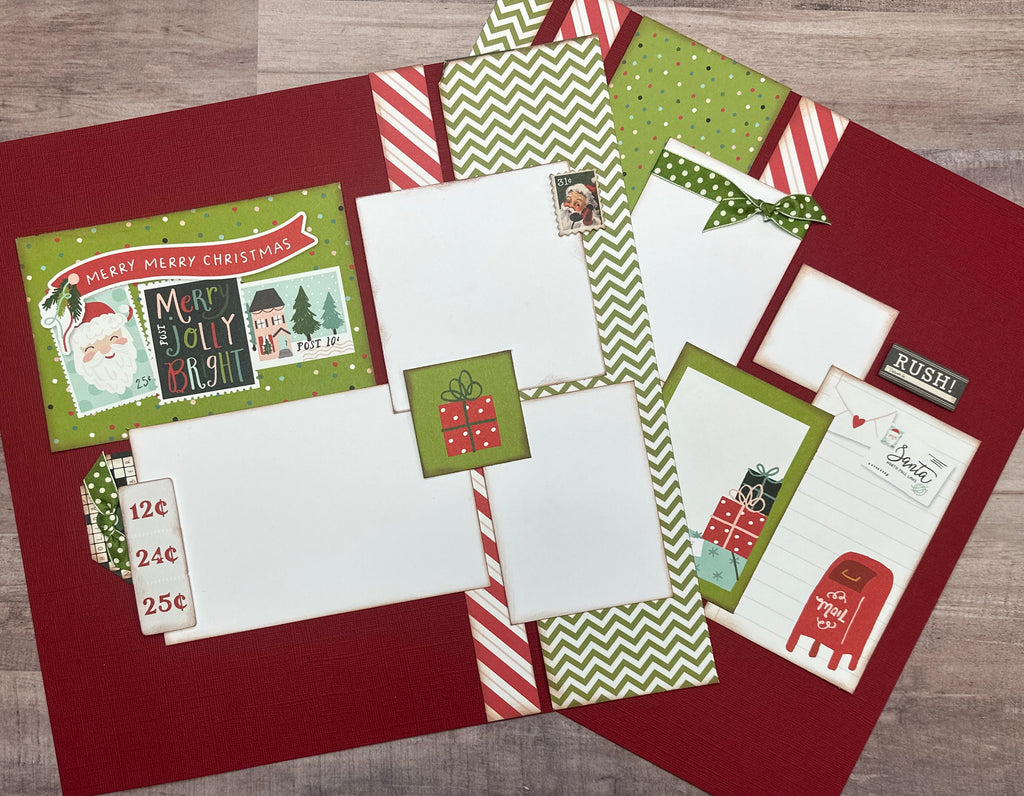 Merry Merry Christmas, Christmas Themed  2 Page Scrapbooking Layout Kit, Christmas Themed DIY Scrapbook Kit, Simple Stories