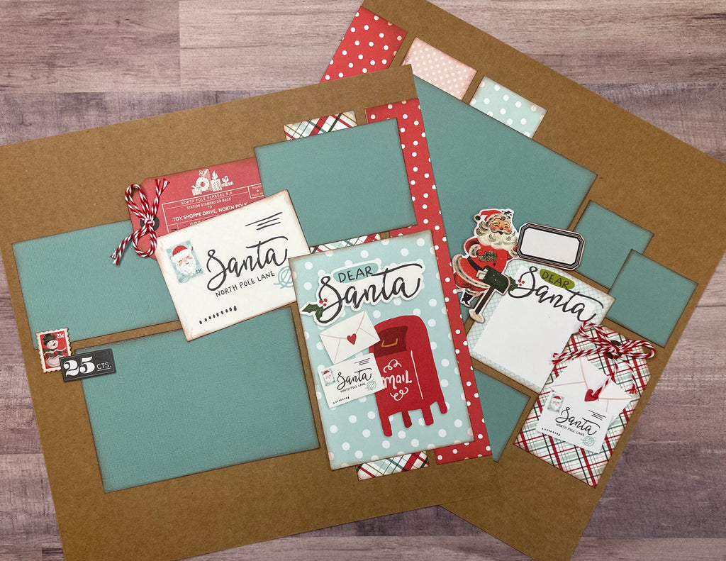 Dear Santa - North Pole Lane, Christmas Themed  2 Page Scrapbooking Layout Kit, Christmas Themed DIY Scrapbook Kit, Simple Stories