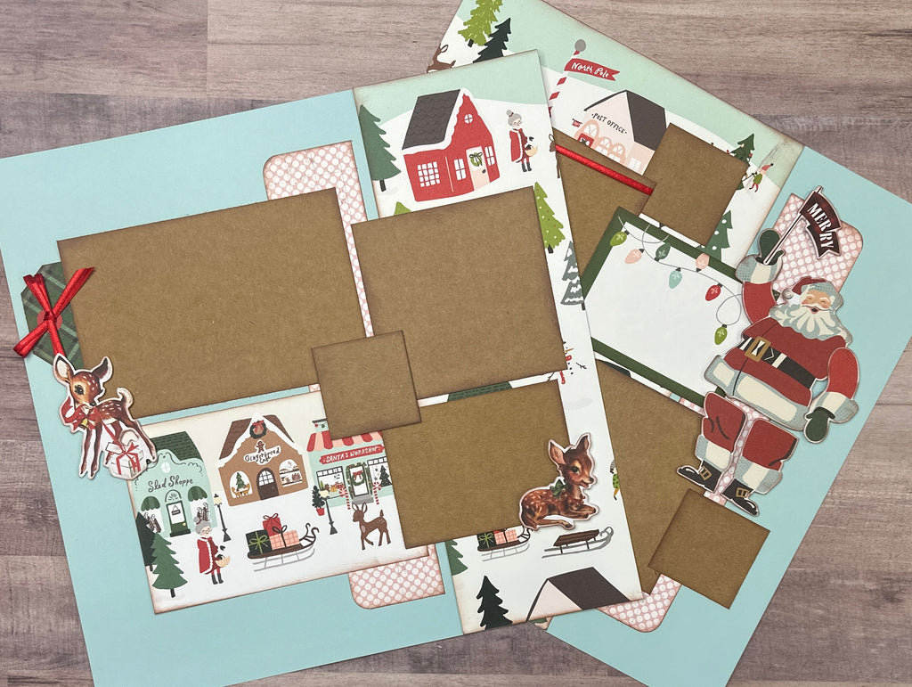 North Pole - Merry Christmas,  Christmas Themed  2 Page Scrapbooking Layout Kit, Christmas Themed DIY Scrapbook Kit, Simple Stories