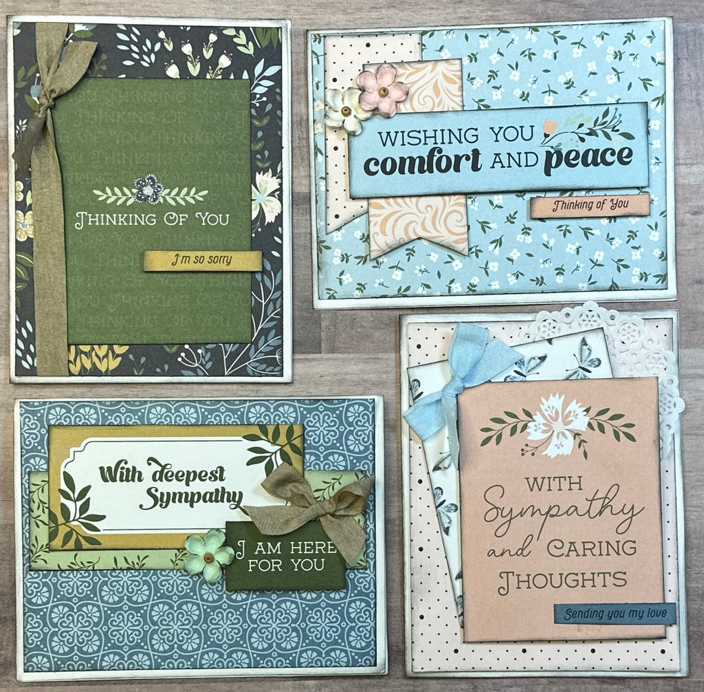 Wishing You Comfort And Peace,  Sympathy Themed Card Kit Set - 4 pack of DIY Sympathy themed cards