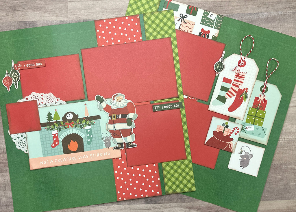 Not A Creature Was Stirring..., Christmas Themed  2 Page Scrapbooking Layout Kit, Christmas Themed DIY Scrapbook Kit, Simple Stories
