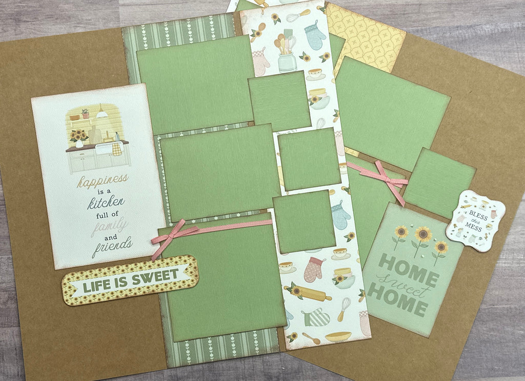 Happiness Is A Kitchen Full Of Family and Friends, Home Sweet Home, General / Family Themed 2 Page Scrapbooking Layout Kit, Family craft kit, Carta Bella Home Sweet Home