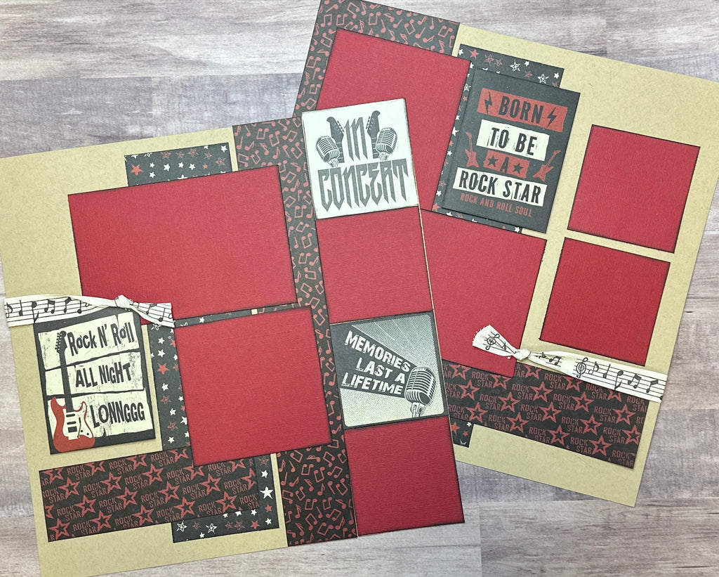 Rock N' Roll All Night Long, Concert/Music Themed 2 Page do it yourself Scrapbooking Layout Kit, diy craft kit music
