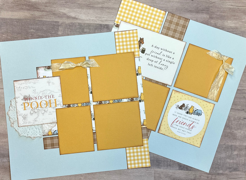 Winnie the Pooh,  Winnie the Pooh Themed 2 page Scrapbooking Layout Kit, baby craft kit, baby diy craft