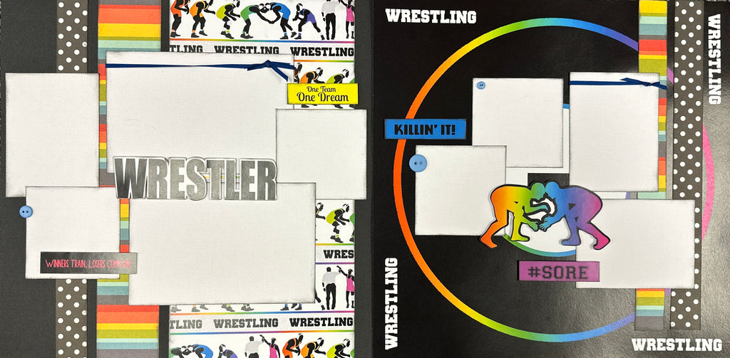 Wrestler - Winners train, Losers Complain, Wrestling themed 2 Page Scrapbooking Layout Kit,  Kit, DIY wrestling craft kit