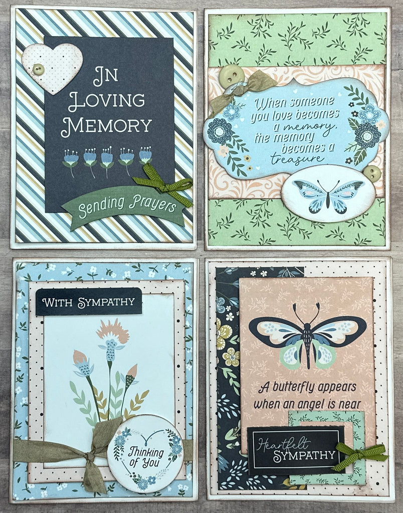 In Loving Memory - Sympathy, Sympathy Themed Card Kit Set - 4 pack of DIY Sympathy themed cards