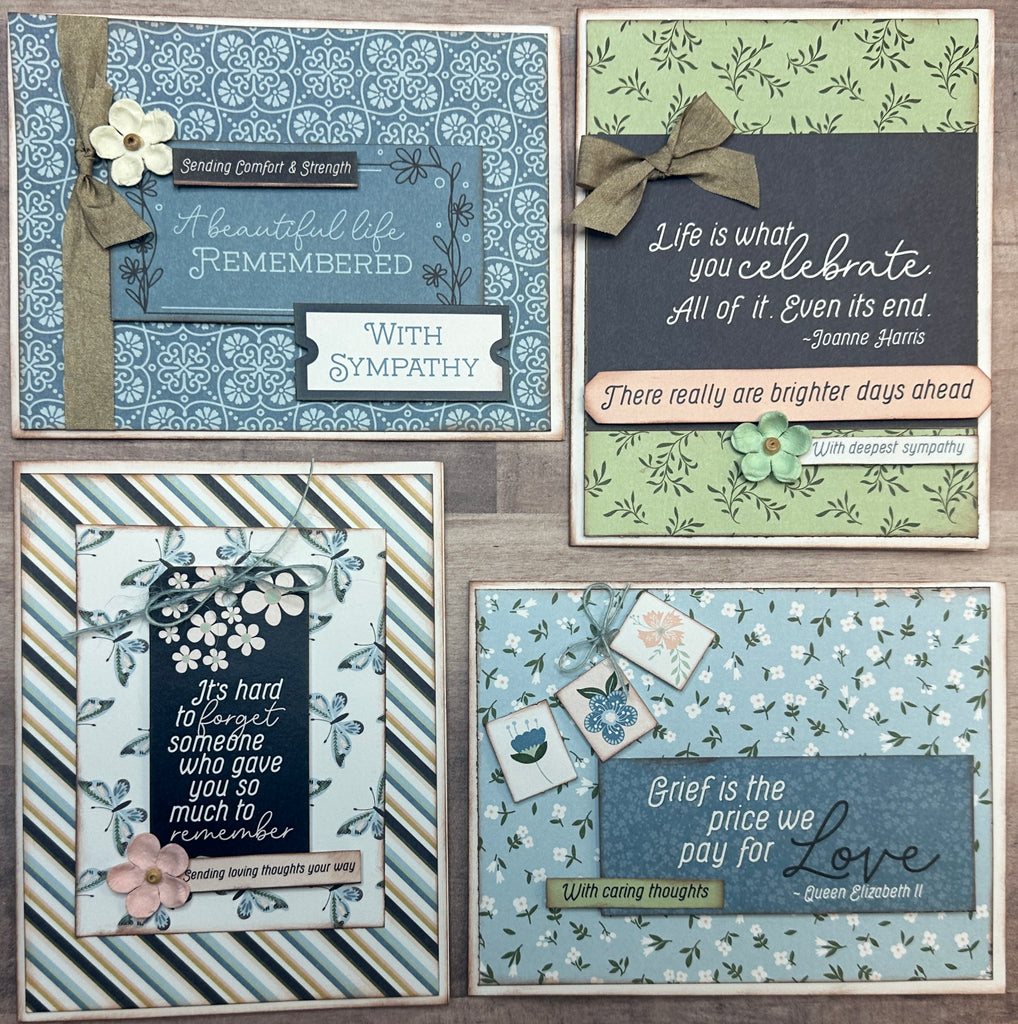 A Beautiful Life Remembered - Sympathy, Sympathy Themed Card Kit Set - 4 pack of DIY Sympathy themed cards