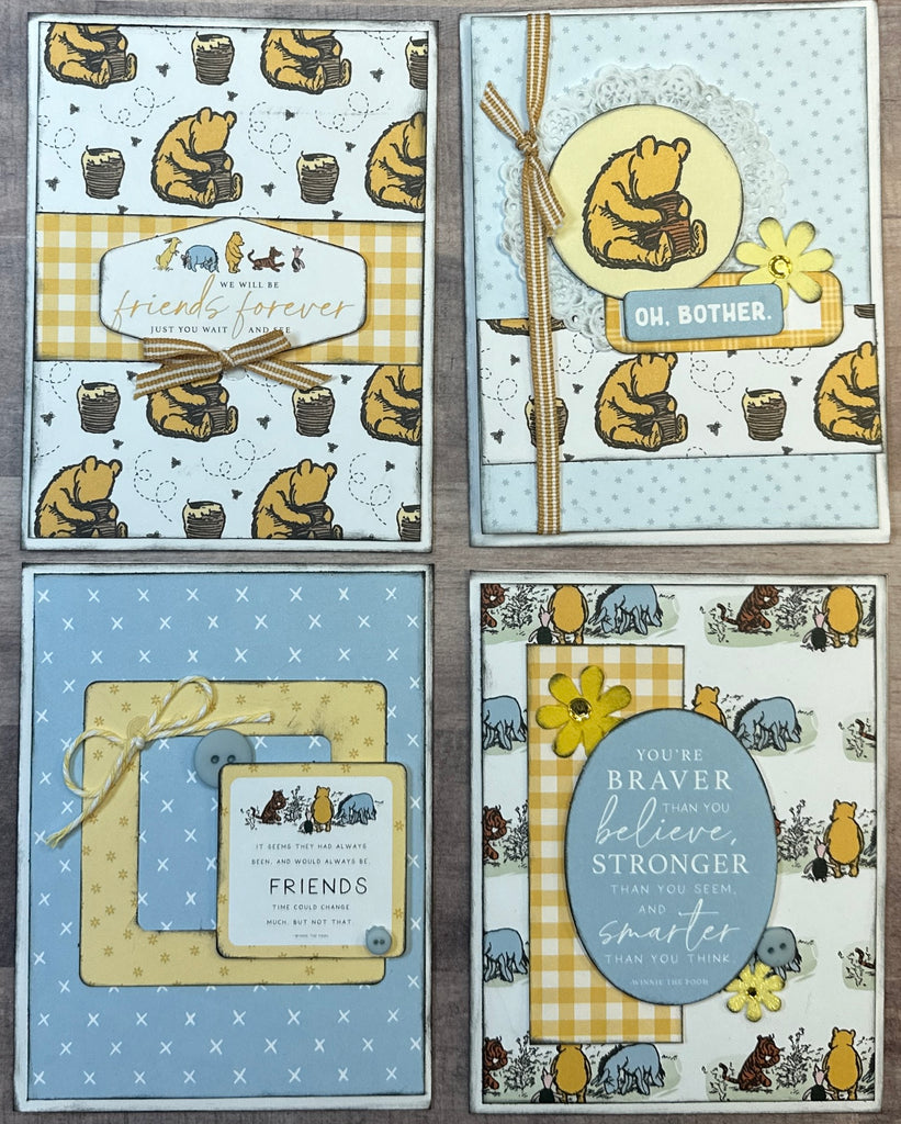 We Will Be Friends Forever, Winnie the Pooh Themed Card Kit- 4 pack DIY Card Making Kit, Diy general diy craft