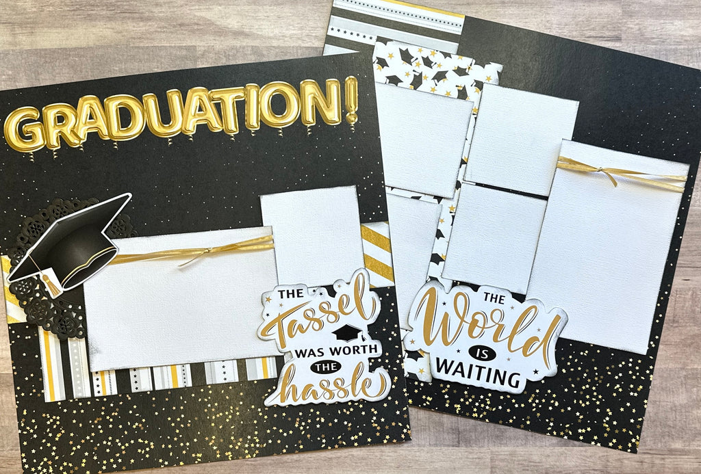 Graduation - The World Is Waiting, Graduation Themed 2 page scrapbooking kit, DIY scrapbooking kit