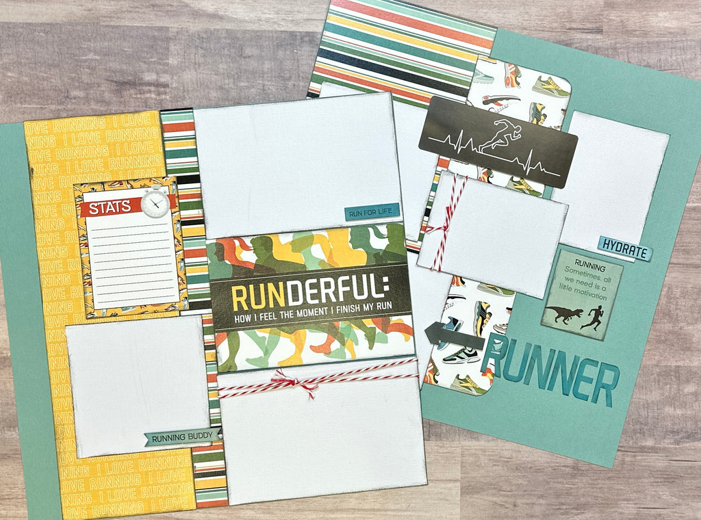 Runderful - How I Feel The Moment I Finish My Run, Running Themed DIY 2 Page Scrapbooking Layout Kit, running themed craft