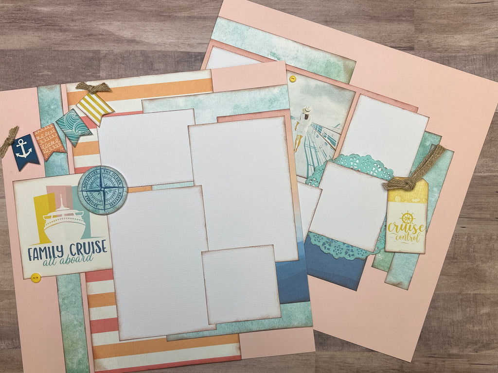 Family Cruise - All Aboard,  travel/cruise  themed 2 page DIY scrapbooking layout Kit, Cruise craft kit