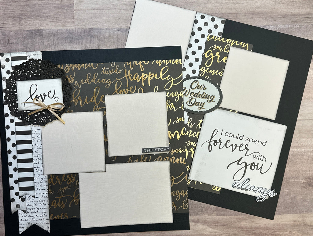 I Could Spend Forever With You, Wedding/Anniversay Themed 2 Page Scrapbooking Layout Kit, wedding anniversary diy craft kit