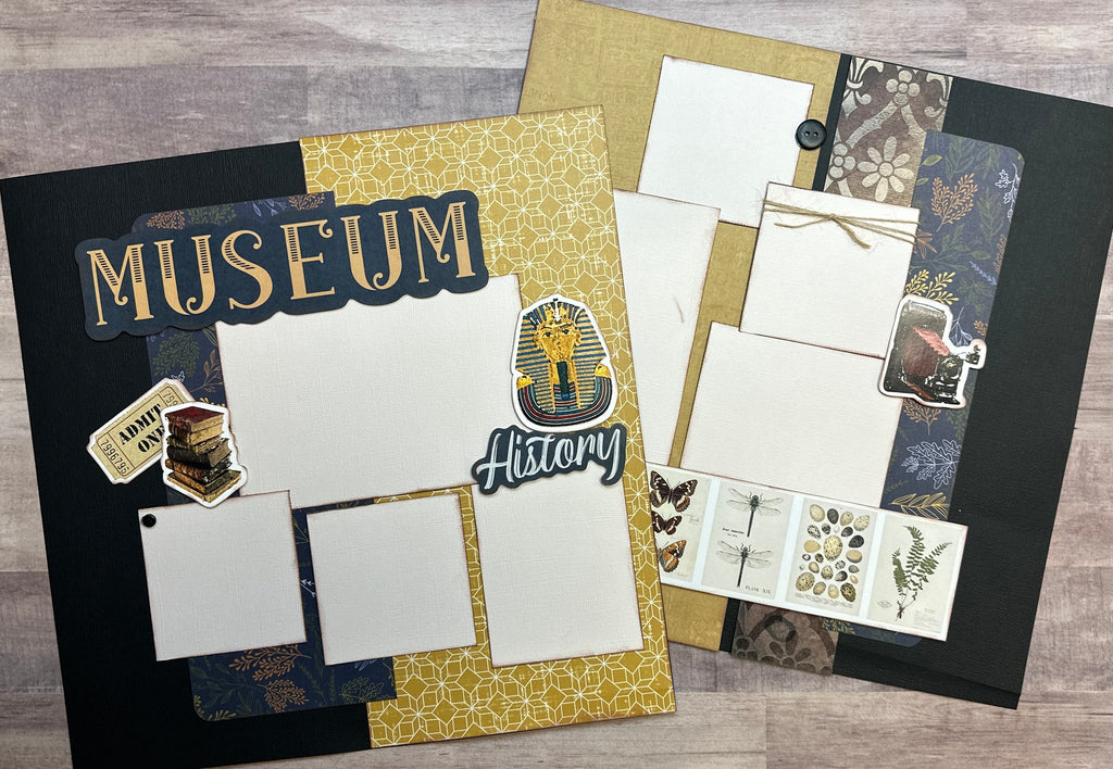 History Museum, Travel themed 2 page Scrapbooking Layout Kit, DIY travel scrapbook kit