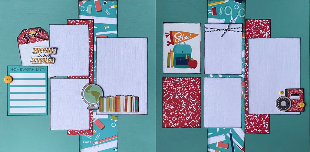 Prepare To Be Schooled, School themed  2 page Scrapbooking Layout Kit, School themed diy craft kit, diy