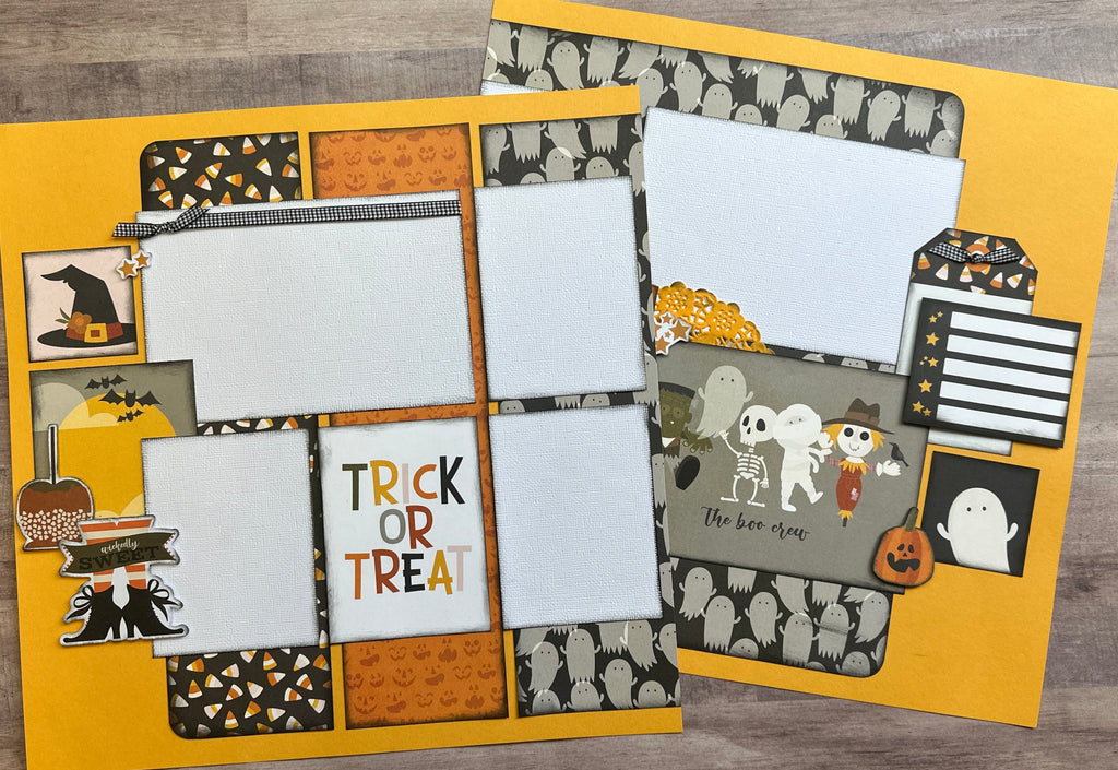 All Tricks - The Boo Crew, Halloween Themed 2 Page Scrapbooking Layout Kit , Simple Stories FaBOOlous