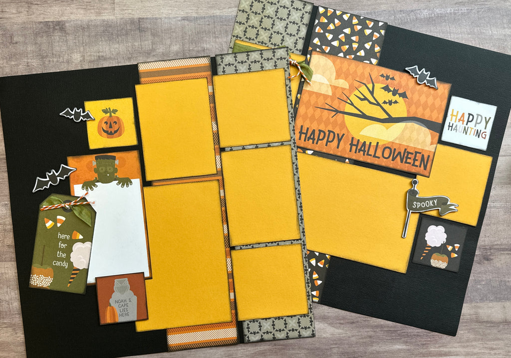 Happy Haunting - Here For The Candy, Halloween Themed 2 Page Scrapbooking Layout Kit , Simple Stories FaBOOlous