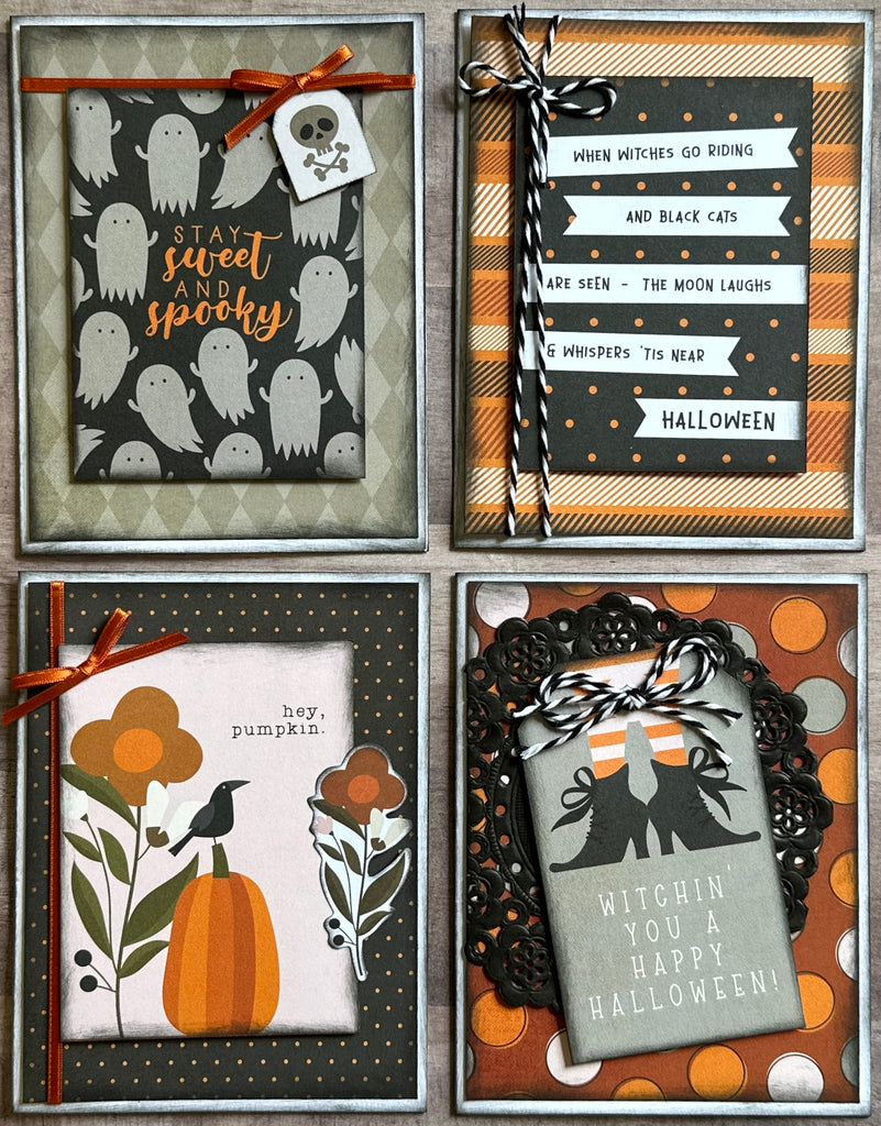 Stay Sweet And Spooky, Halloween - 4 pack DIY Card Kit Halloween Card Craft DIY, Simple Stories FaBOOlous