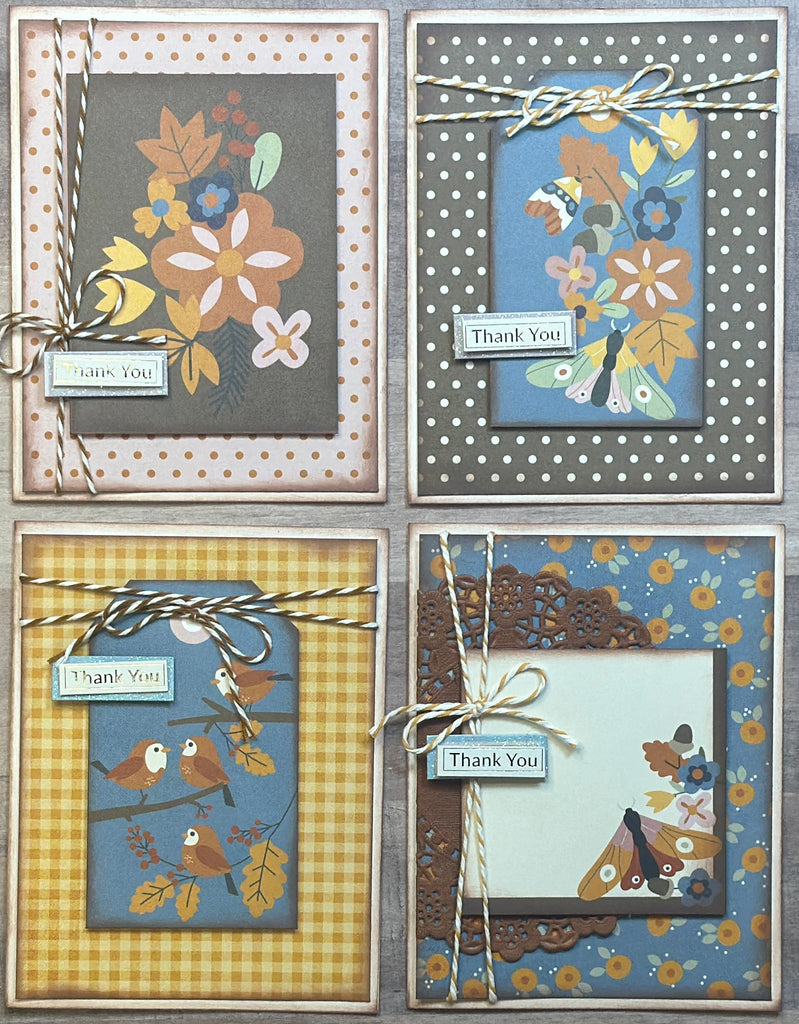 Acorn Lane, Thank You, Fall Themed DIY Card Kit, 4 pack DIY Card Kit Fall Card Craft DIY, Simple Stories Acorn Lane