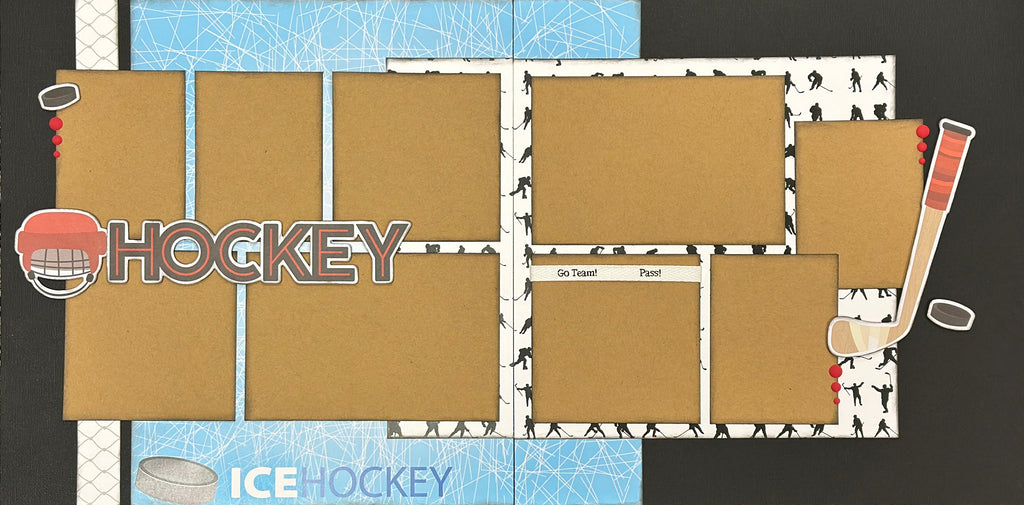 Ice Hockey, Hockey  themed 2 Page Scrapbooking Layout Kit, DIY Scrapbooking Kit, DIY ice hockey craft, hockey