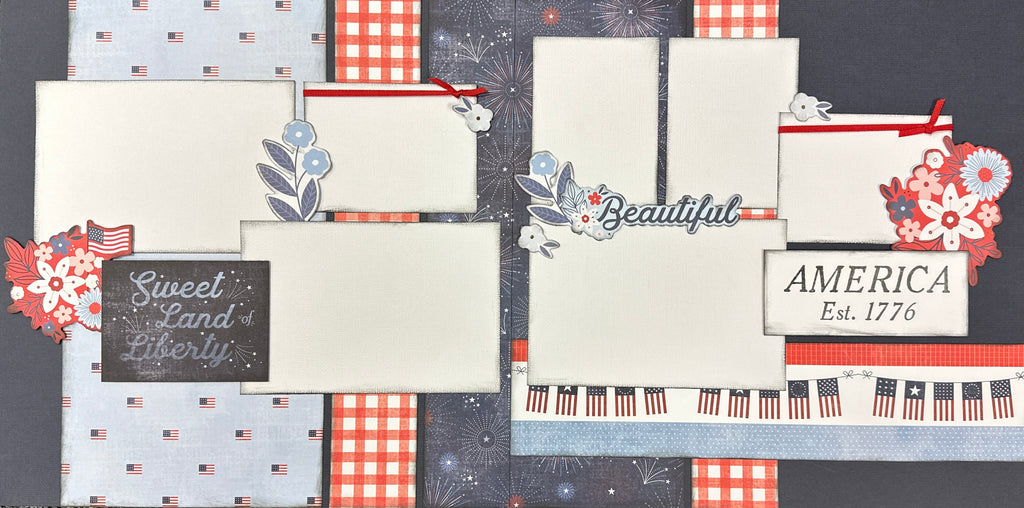 Sweet Land Of Liberty, Americana themed 2 Page Scrapbooking Layout Kit ...