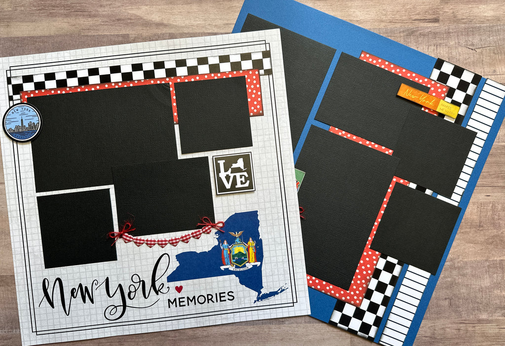 New York Memories, Travel Themed 2 page Scrapbooking Layout Kit, diy craft kit Travel craft kit