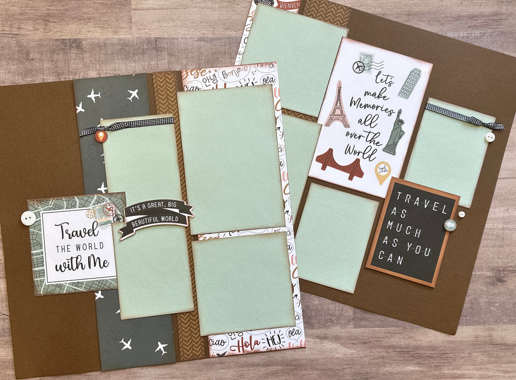 Travel As Much As You Can, Travel themed 2 page DIY scrapbooking layout Kit, Echo Park Let's Take The Trip