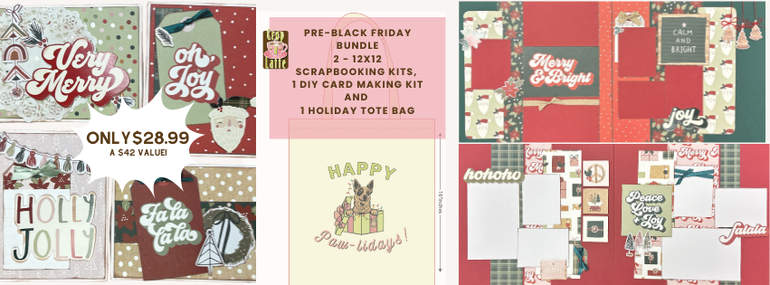 Early Black Friday Bundle With Exclusive Tote Bag - 2 Boho Christmas Layout Kits and 1 Boho Christmas Card Making Kit