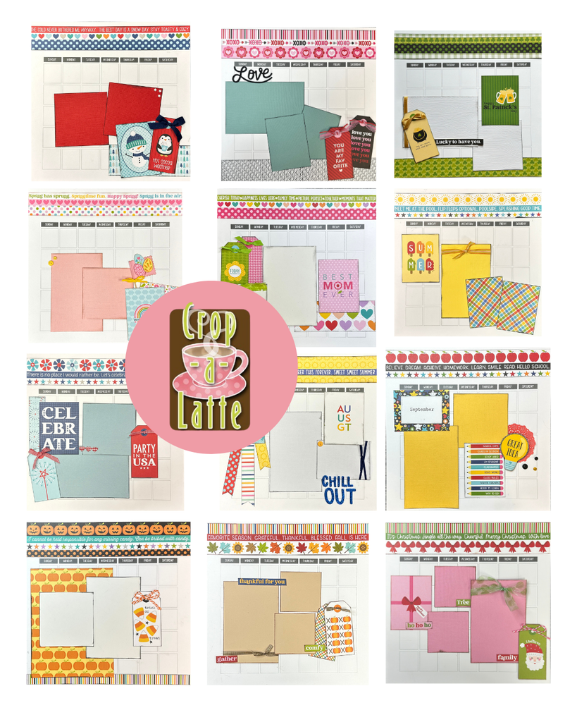 Calendar Bundle, Calendar Themed Value Bundle, 12 pack DIY Scrapbooking Kit bundle, scrapbook a year