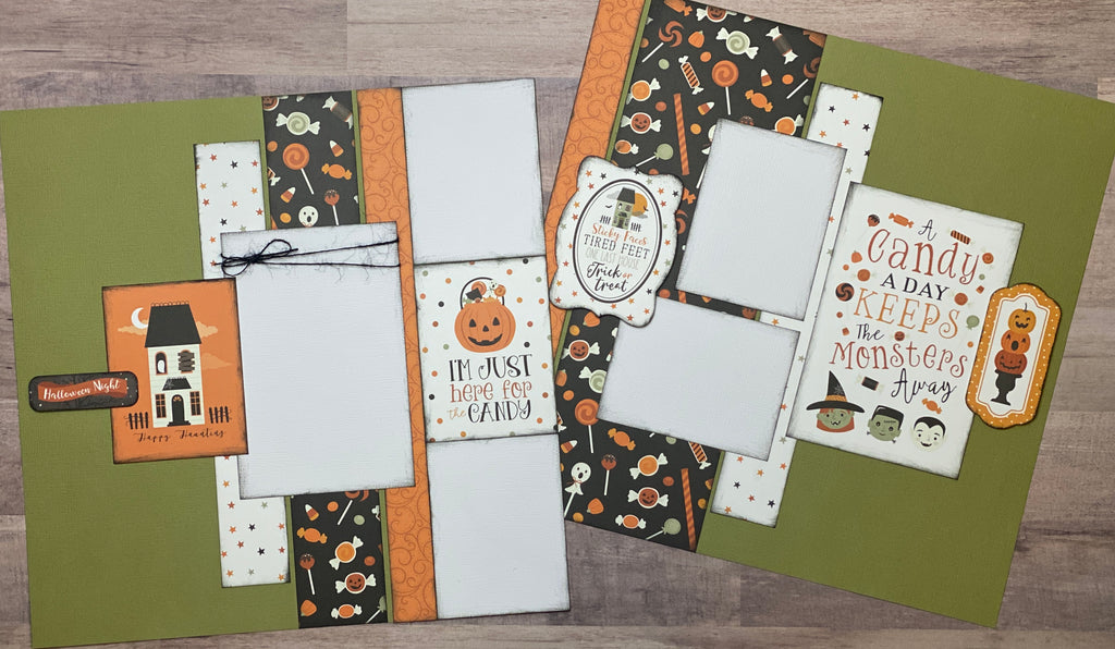 I'm Just Here For The Candy,  Halloween Themed 2 Page Scrapbooking Layout Kit