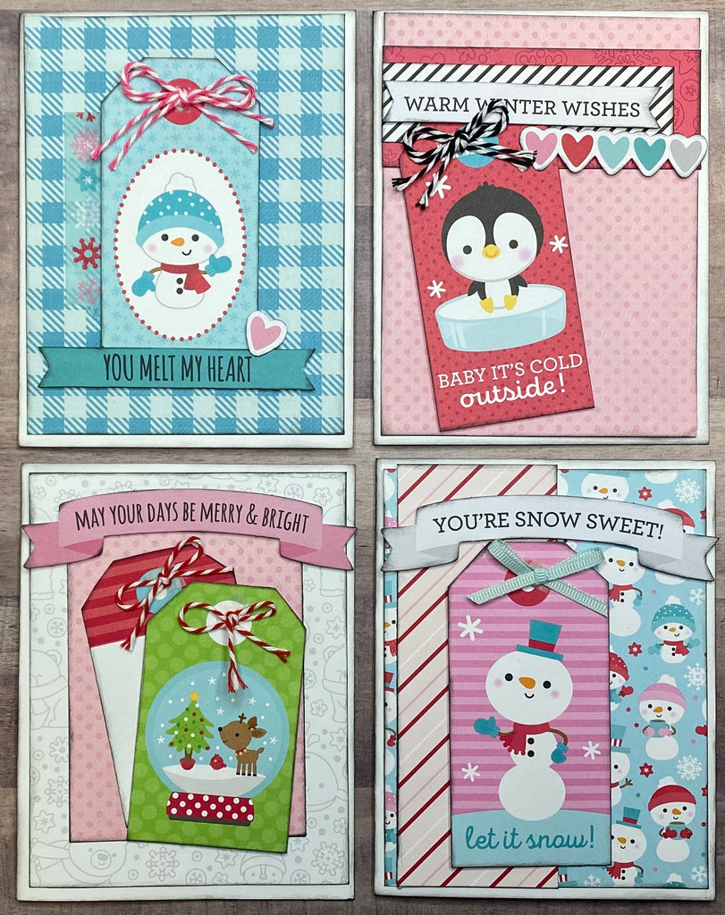 You Melt My Heart, Winter/ Christmas Themed  Card Kit- 4 pack DIY Holiday Card Making Kit Diy Christmas craft