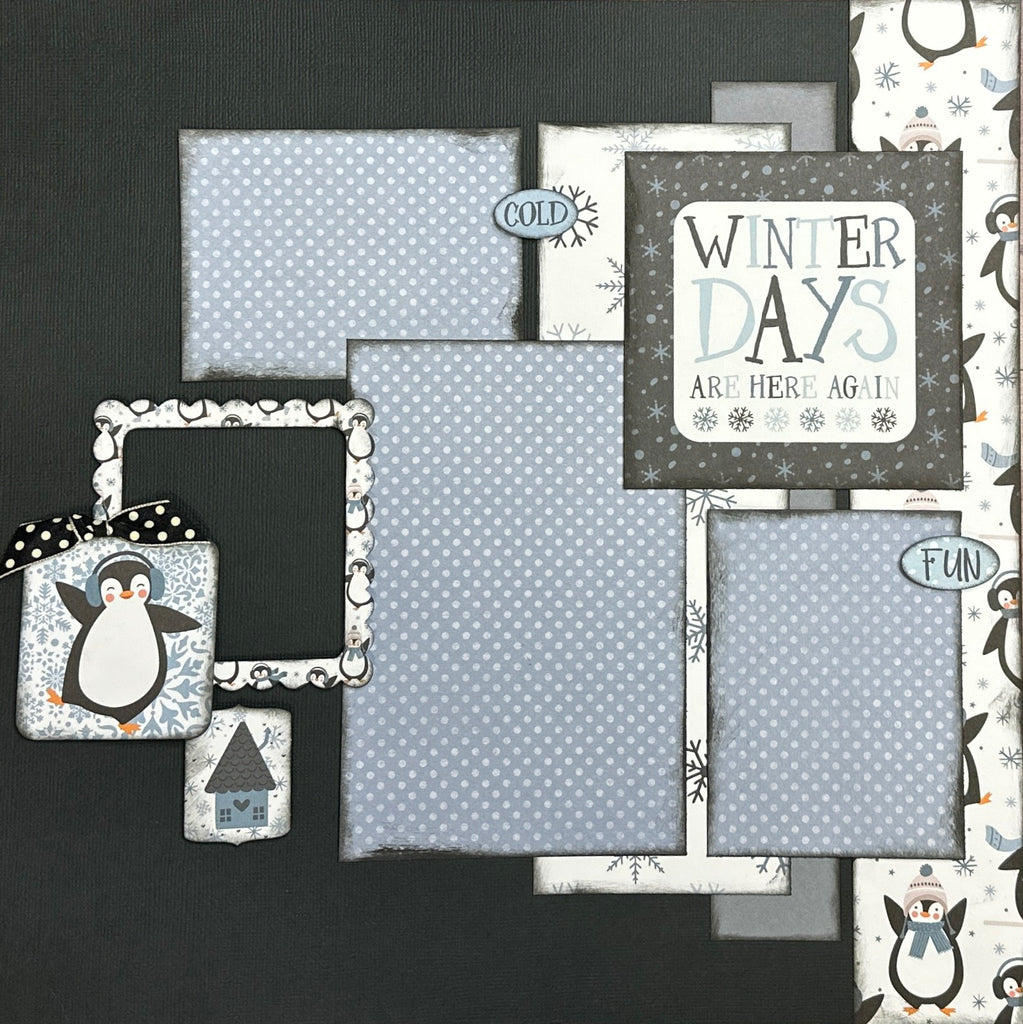 Premade 12 x12 scrapbook pages Snow Angels set of two pages// winter//  custom made// personalized — Creating with Kate