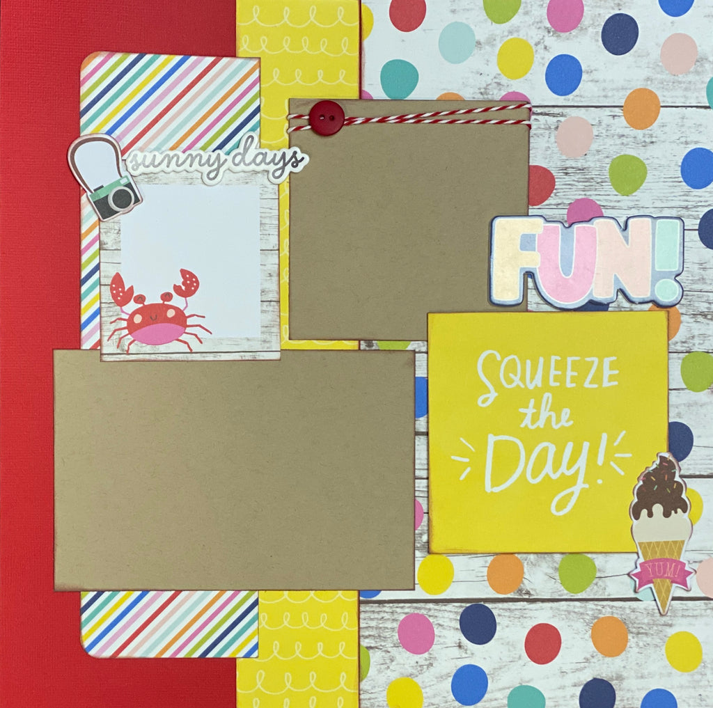 Squeeze The Day, 2 Page Summer Scrapbooking Layout Kit DIY, DIY Summer –  Crop-A-Latte