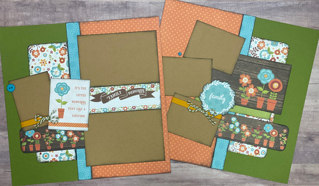 Family Memories, Family Themed 2 page Scrapbooking Layout Kit or Premade Scrapbooking Pages DIY Family craft