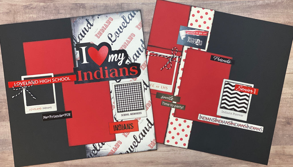 I Love My Indians,  Loveland Colorado High School 2 page Scrapbooking Layout Kit