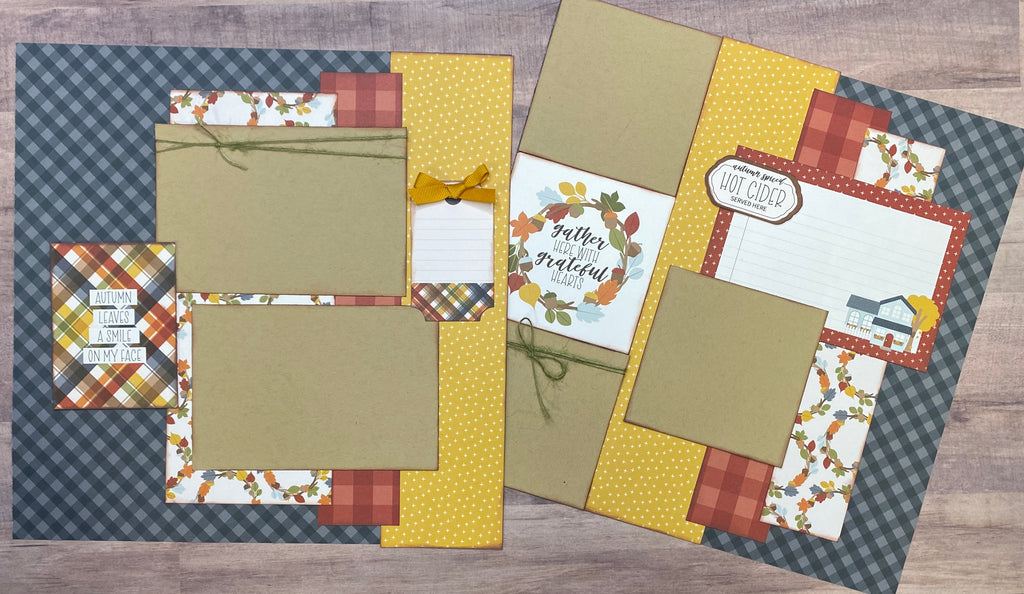 Gather Here With Grateful Hearts, Fall Themed 2 Page Scrapbooking Layout Kit
